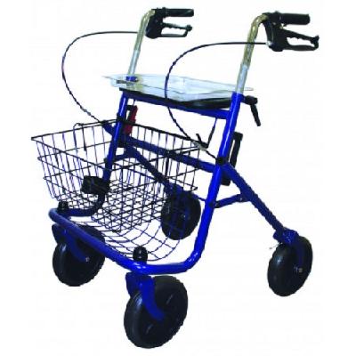 Produktbilde Rollator, sammenleggbar m/fire hjul, sete, kurv og brett
